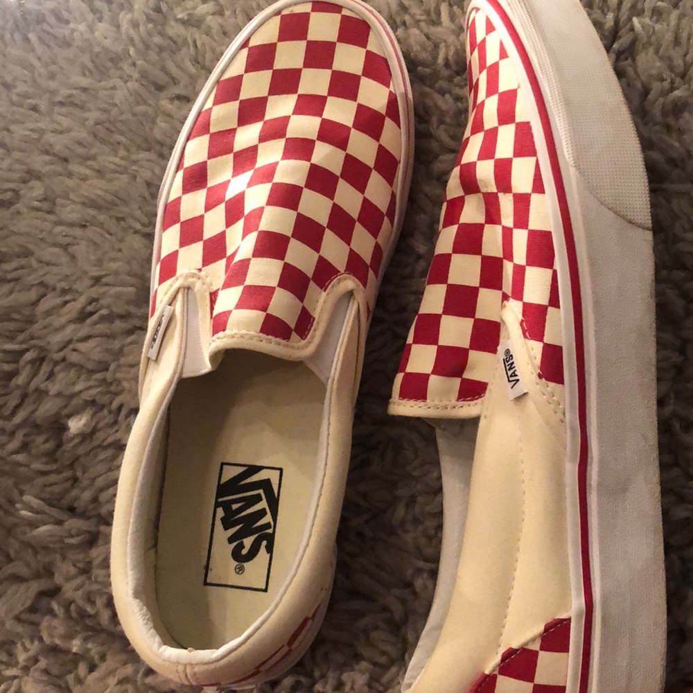 checkered red slip on vans